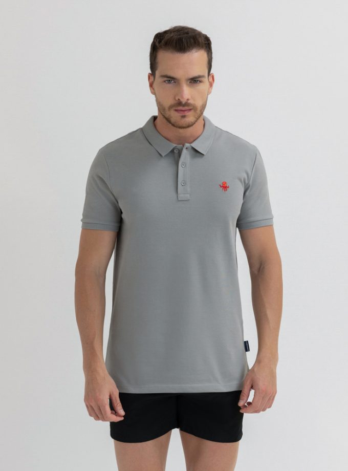 Hawkbill Octopus Gri Polo T-Shirt