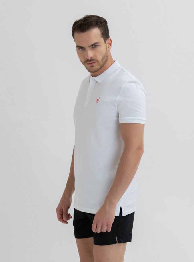 Hawkbill Flamingo Beyaz Polo T-Shirt