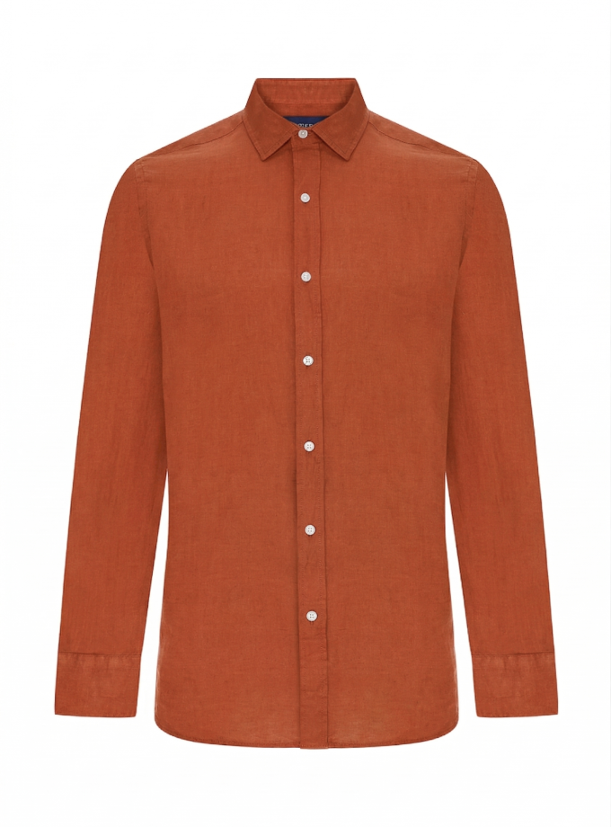 Hawksbill Linen Shirt - Burnt Tile