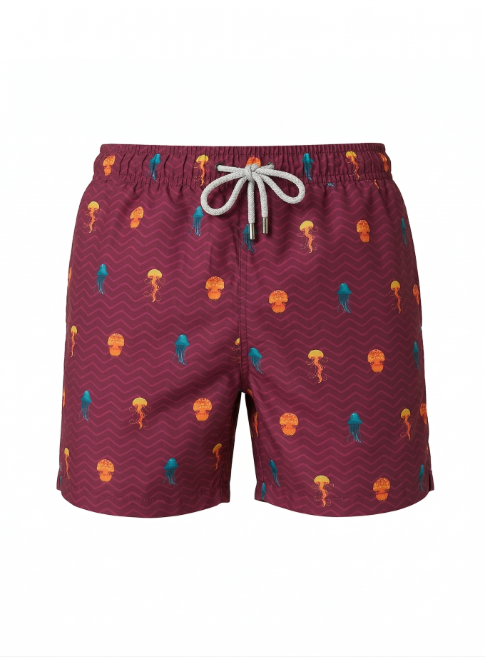 Hawksbill Jellyfish - Bordo Deniz Şortu