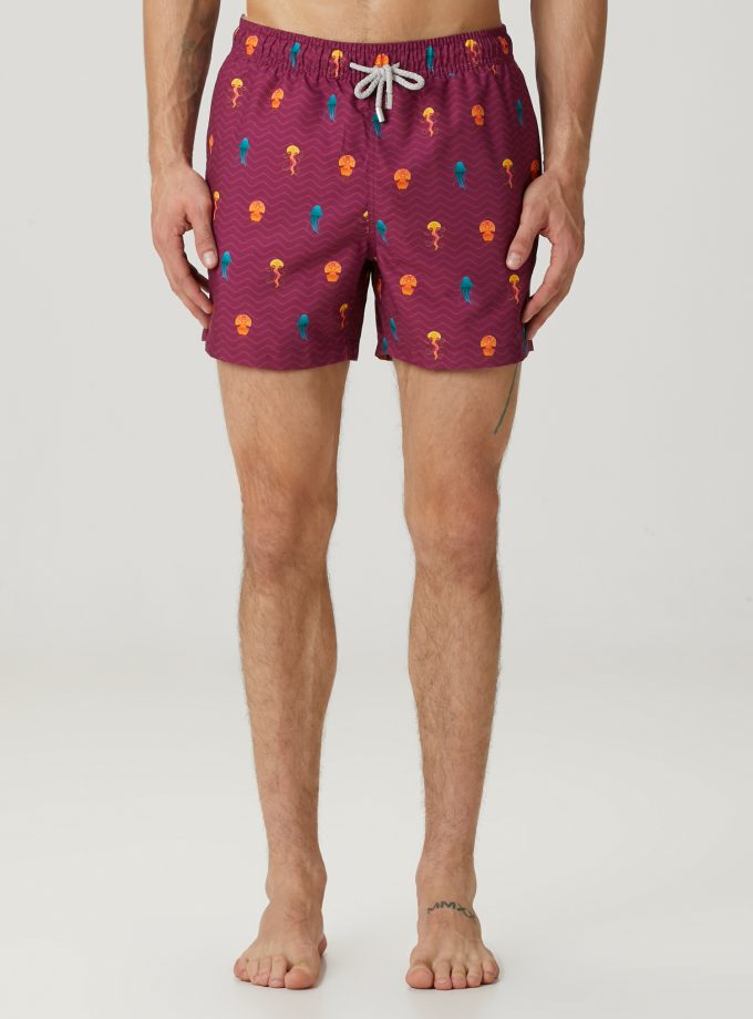 Hawksbill Jellyfish - Bordo Deniz Şortu